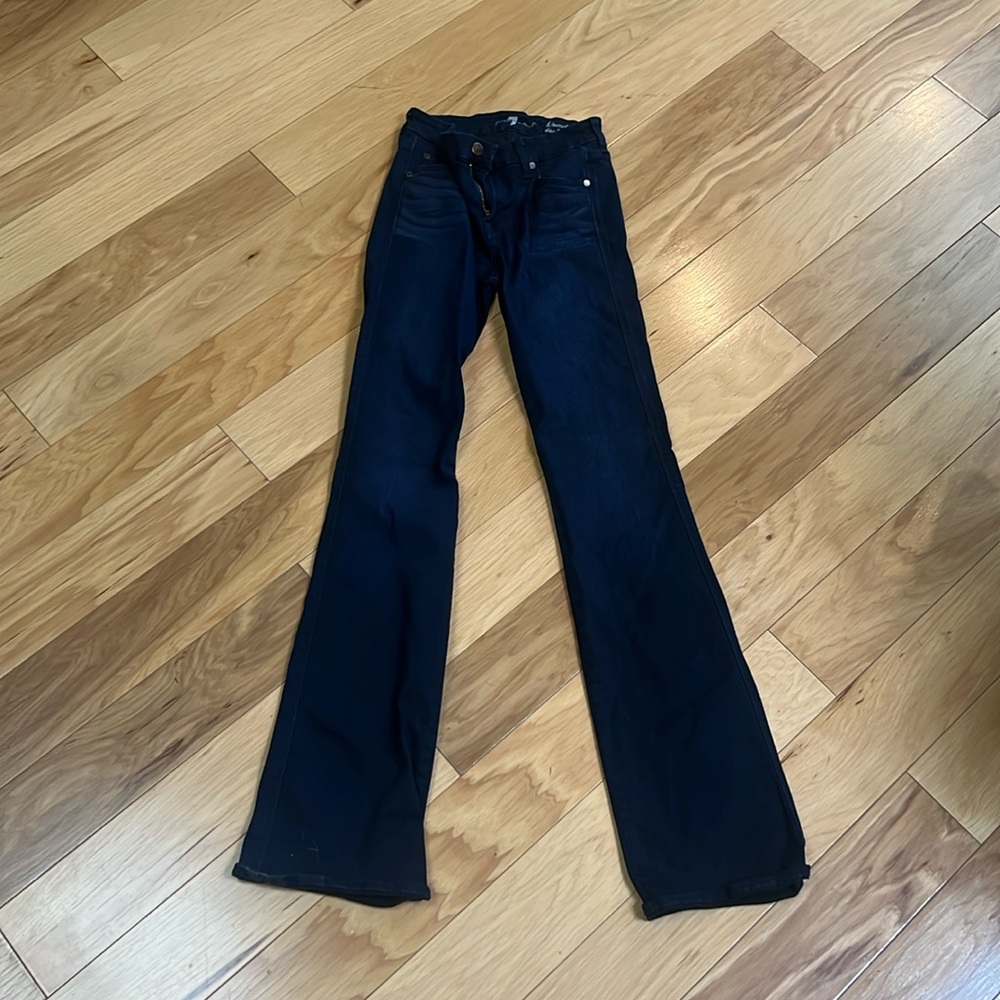 7 for all mankind dark denim boot, cut jeans